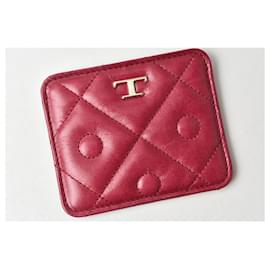 Tod's-Tod's Leather Card Case Bordeaux-Brown
