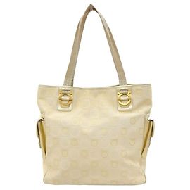 Salvatore Ferragamo Gancini Tote Bag Ivory Beige