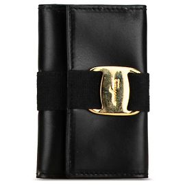 Salvatore Ferragamo Vara Ribbon Leather Key Case 223056 Black