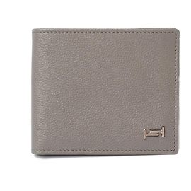 Tod's Men's Leather Bifold Wallet Double T Metal Logo Gray Grey