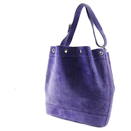 Hermès-Sac de marché Hermes en daim GM Sac bandoulière en daim en bon état-Violet