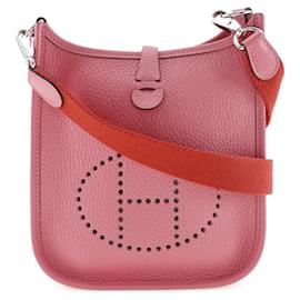 Hermès-Sac à bandoulière en cuir Hermes Evelyne TPM en très bon état-Rose