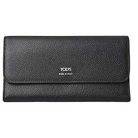 Tod's-Tod's Leather Trifold Wallet Black/Pink-Black