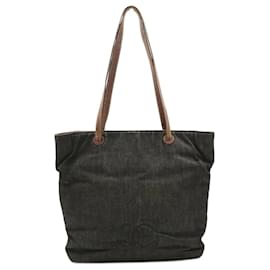 Chanel-Chanel Coco Mark Denim Tote Bag-Black,Dark brown