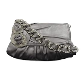 Versace-Giovanni Versace Leather Shoulder Bag-Silvery