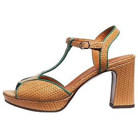 Chie Mihara Tan textured T-bar sandal heels - size EU 40 Brown