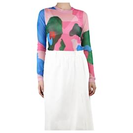JW Anderson-Pink printed mesh jersey top - size M-Pink