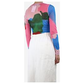 JW Anderson-Pink printed mesh jersey top - size M-Pink