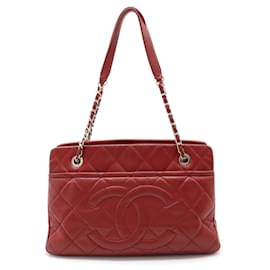 Chanel-Chanel Matelasse Caviar Leather Tote Bag-Red