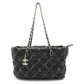 Chanel-Chanel Paris Byzance Quilted Chain Shoulder Bag-Black,Dark grey