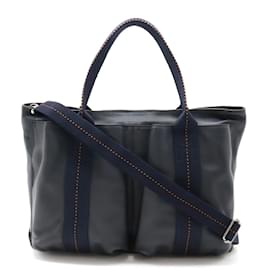 Hermès-Sac à main horizontal MM Hermes Caravan-Orange,Bleu Marine