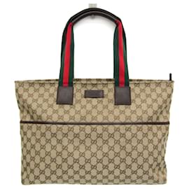 Gucci-Gucci GG Canvas Sherry Line Mothers Bag-Beige,Dark brown