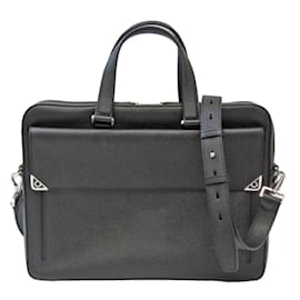 Salvatore Ferragamo-Salvatore Ferragamo Men's Leather Briefcase/Shoulder Bag-Black