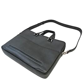 Salvatore Ferragamo-Salvatore Ferragamo Men's Leather Briefcase/Shoulder Bag-Black