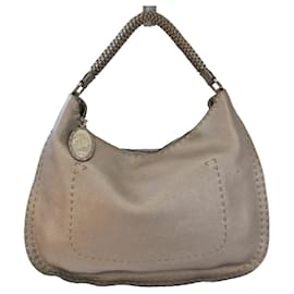 Fendi-Sac à bandoulière en cuir pour femme Fendi Selleria 8BR582-Doré