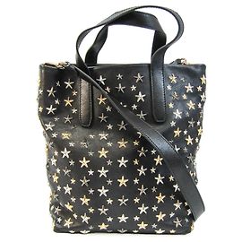 Bolsa de ombro de couro com studs para mulheres Jimmy Choo Preto