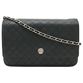 Chanel-Chanel Portefeuille Sur Chaîne-Noir