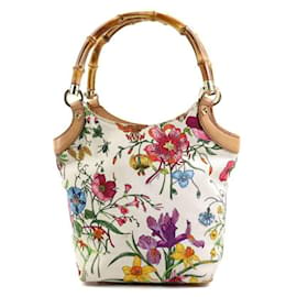 Gucci-Sac à main Gucci Bamboo Flora en toile-Multicolore