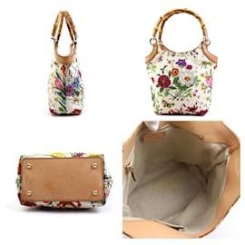 Gucci-Sac à main Gucci Bamboo Flora en toile-Multicolore