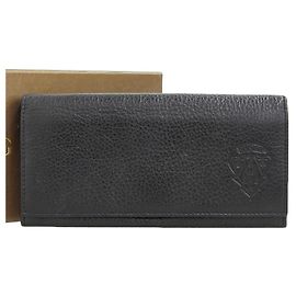 Gucci Leather Bifold Long Wallet Black Black