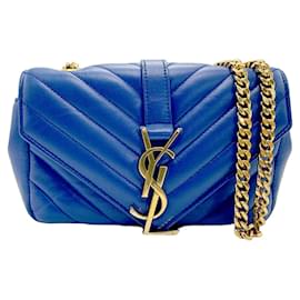 Saint Laurent-Bolsa de ombro de couro azul Saint Laurent-Azul