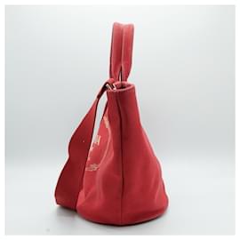 Prada-Bolsa tote de lona e couro vermelho Prada-Vermelho