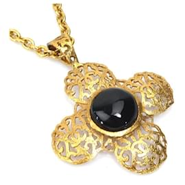 Chanel-Chanel Coco Mark Metal Necklace-Black,Golden