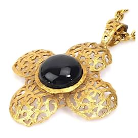 Chanel-Chanel Coco Mark Metal Necklace-Black,Golden