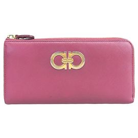 Salvatore Ferragamo Leather Zip Wallet Red