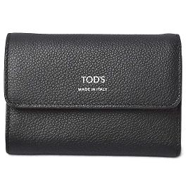 Cartera de cuero trifold Tod's Double TT Negro/Rosa Negro
