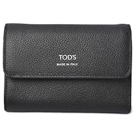 Tod's-Tod's Leather Trifold Wallet Double TT Black/Pink-Black