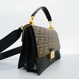 Fendi-Bolsa de couro Fendi Zucca-Marrom,Preto