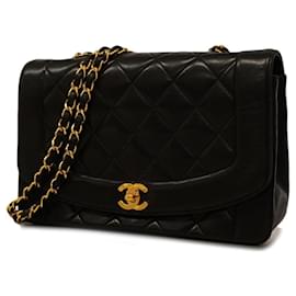 Chanel-Sac à bandoulière Chanel Matelassé Diana avec chaîne-Noir