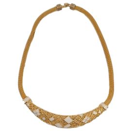 Collier Balenciaga plaqué or avec émail beige Beige Doré