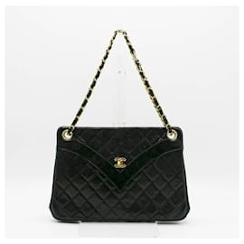 Chanel-Bolsa de ombro de couro de cordeiro preto Chanel-Preto