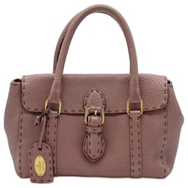 Fendi-Sac à main en cuir Fendi Selleria-Rose