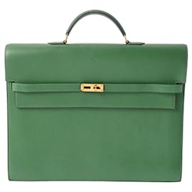 Hermès-Hermes Kelly Depeche 38 Messenger Bag-Green