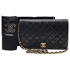 Chanel-Chanel Clásico Atemporal con Solapa Única Acolchada-Negro