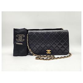 Chanel-Chanel Clásico Atemporal con Solapa Única Acolchada-Negro