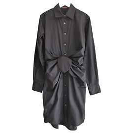 Schwarzes Baumwoll-Popeline-Hemd Kleid mit Bindegürtel Altuzarra Chloris Schwarz
