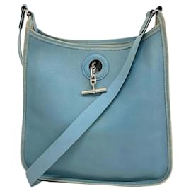 Hermès-Bolsa de Ombro Hermes Vespa PM J estampada em couro Epsom azul jeans-Azul