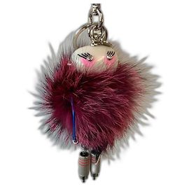 Prada Millie Bag Charm Dark Red Fur Dark red