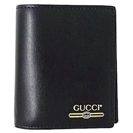 Gucci-GUCCI Men's Bi-fold Leather Wallet-Black