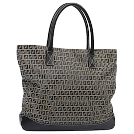 Fendi-FENDI Zucchino Canvas Tote Bag Navy Auth 80245-Navy blue