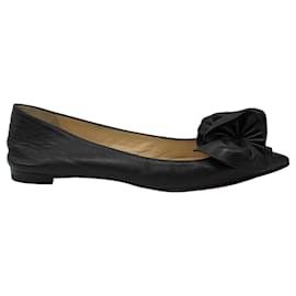 Christian Louboutin-Christian Louboutin Black Pointed Toe Leather Flats-Black