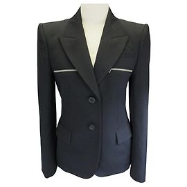 Schwarzer Wollblazer mit Reißverschlussdetails Alexander McQueen 2023 Schwarz