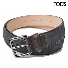 Tod's-Tod's Leather/Suede Belt Navy/Brown-Brown