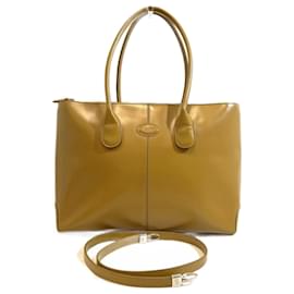 Tod's-Tod's Camel Leather 2WAY Tote Bag-Brown