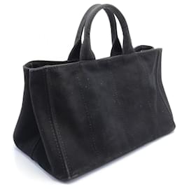 Prada-Prada Canapa Mini Tote Bag Canvas Tote Bag in Very Good Condition-Black