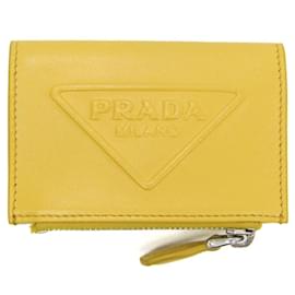 Prada Grace Triangle Compact Wallet Yellow